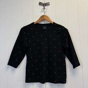 Christopher & Banks Y2K Cherry Knit Top Women Size SP Retro Vibes Old Money Chic